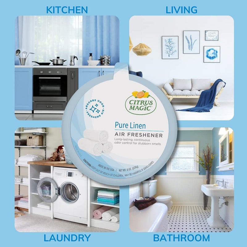 Citrus Magic Odor Absorbing Solid Air Freshener, Pure Linen, 8-Ounce, Pack of 3 - Image 4